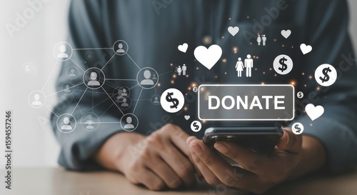 Donate Now Digital Fundraising with Heart Charity and Community Connection through Mobile Giving and Online Donation