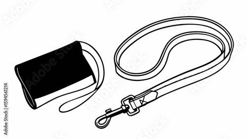 Dog walking supplies vector art: find leash, treat pouch, and waste bag holder for pet owners online now