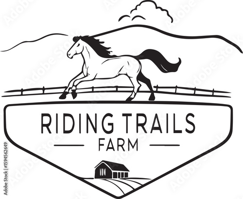 horse farm logo silhouette vector