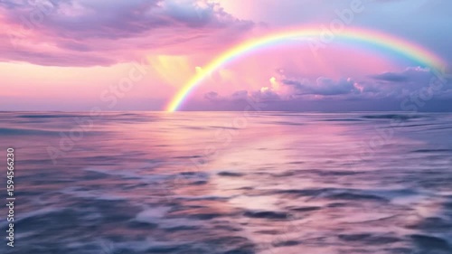Pastel Rainbow Over the Ocean