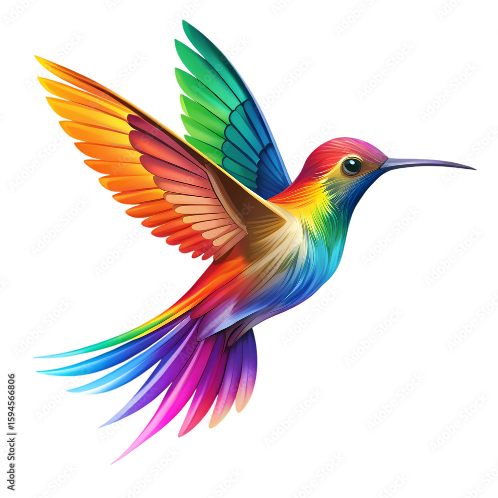 Obraz premium Rainbow Hummingbird Vibrant Wings in Flight
