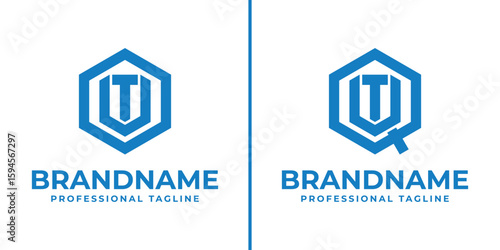 Letters OUT and QUT Hexagon Logo, for OUT, OTU, UTO, UOT, TUO, TOU, QUT, QTU, UTQ, QUT, TUQ, TQU initials