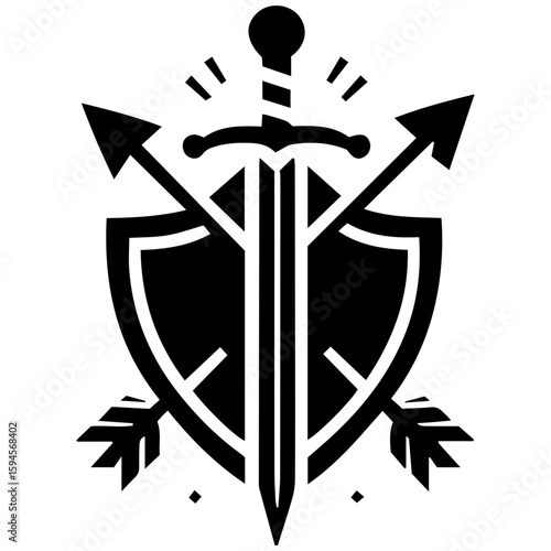 Harmonious design blending the elements of defense and attack into one cohesive logo
