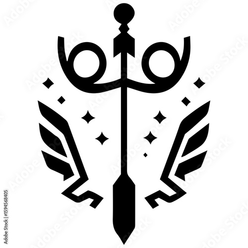 Glorious victory represented by a triumphant shield and arrow crest for a winning team