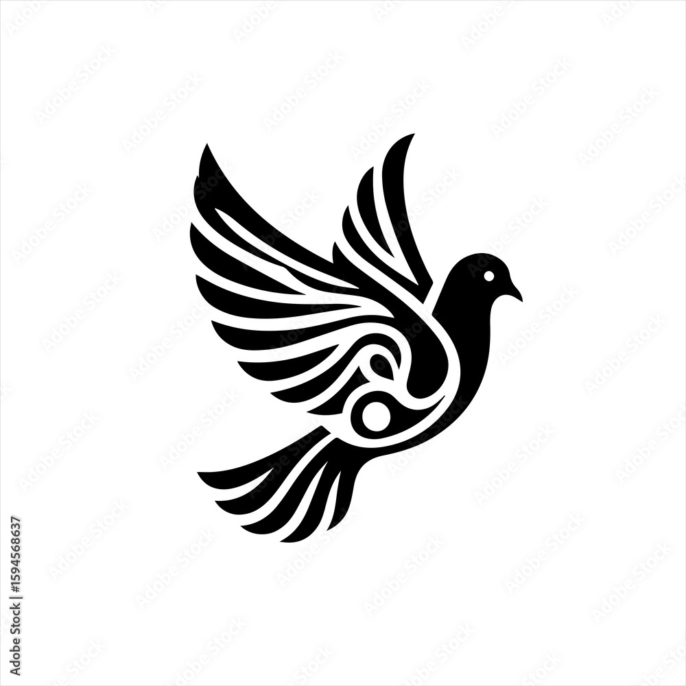 Obraz premium Stylized dove in flight