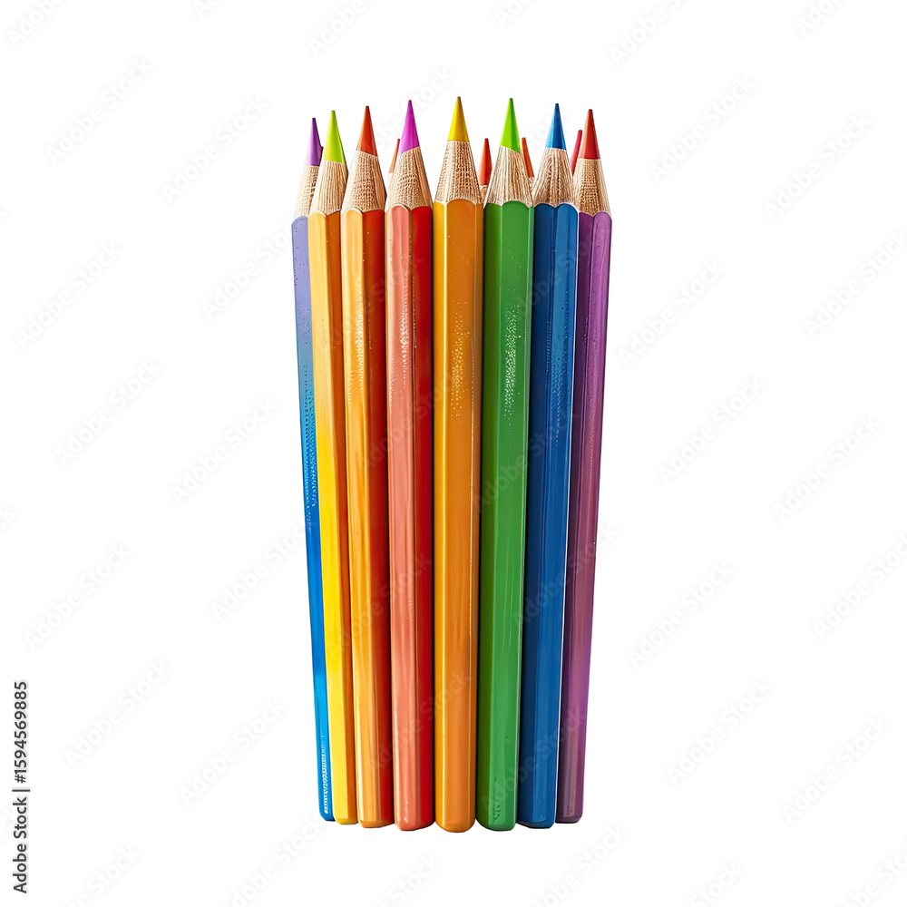 Fototapeta premium Bundled colored pencils in a vibrant array of hues