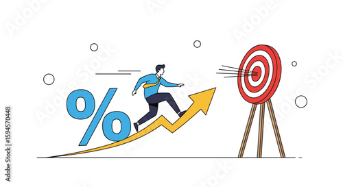 Business growth and success driven by financial targets and increasing profits leading to achievement