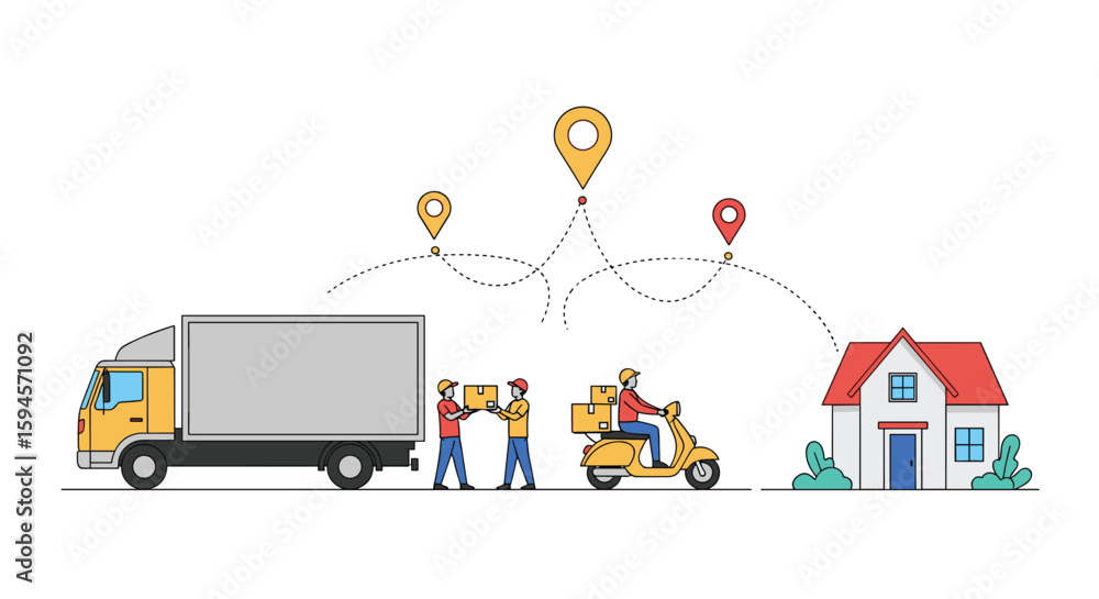 Fototapeta premium Efficient last mile delivery services transforming logistics and supply chain management with modern transportation solutions