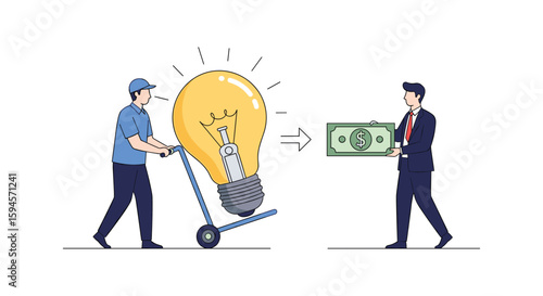 The exchange of a brilliant idea for financial reward a symbol of innovation and investment opportunities