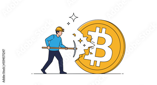 Illustrating the process of digital currency creation through virtual resource extraction and blockchain technology implementation