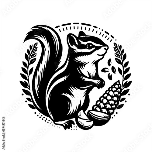 Squirrel with nuts illustration