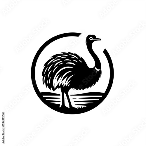 Emu in a circle illustration