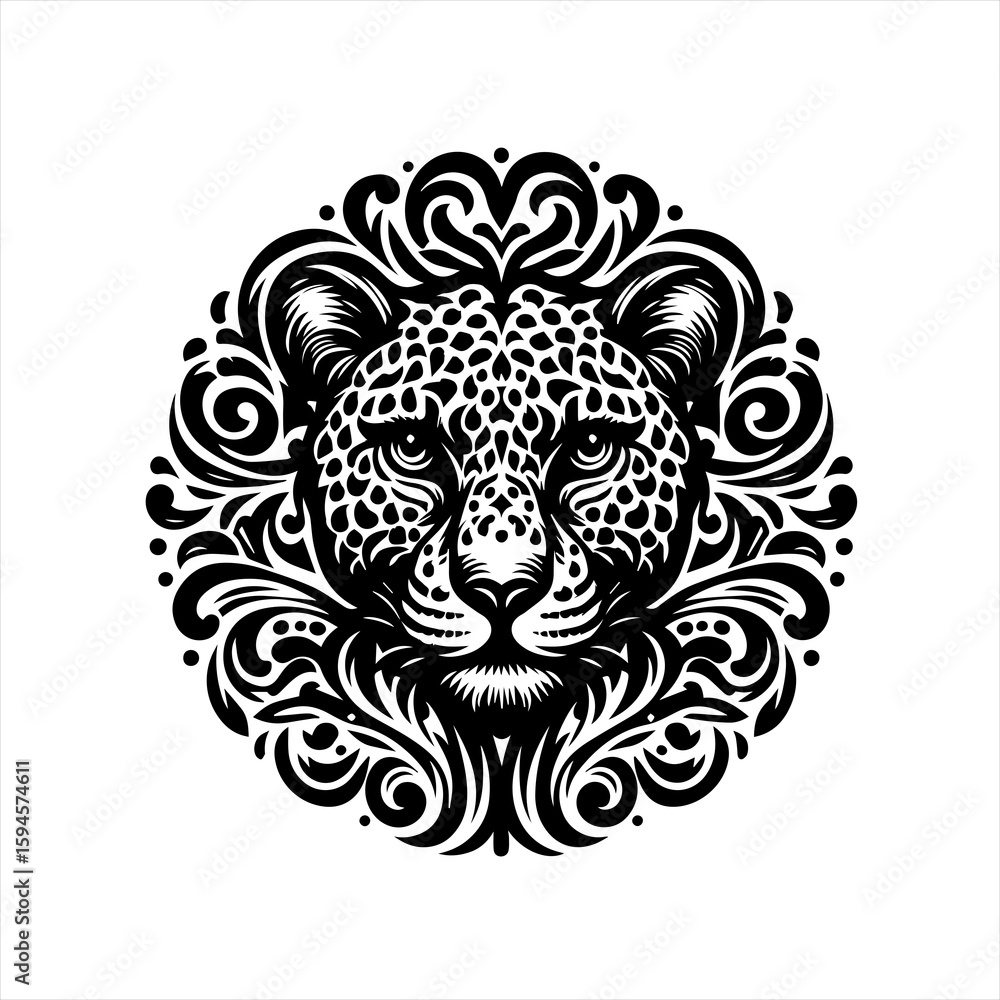 Fototapeta premium Cheetah head with ornamental design
