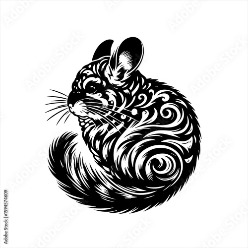 Chinchilla with ornate pattern