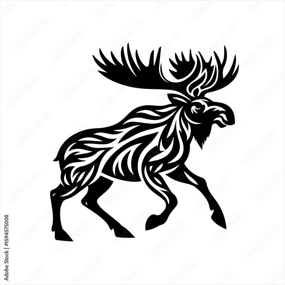 Obraz premium Stylized moose isolated on white background