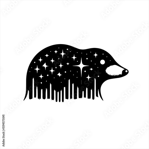 Stylized mole with stars on white background