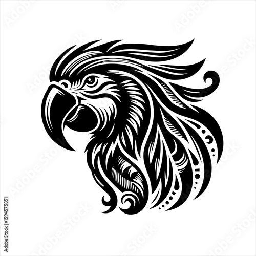 Wallpaper Mural Ornate parrot head illustration Torontodigital.ca