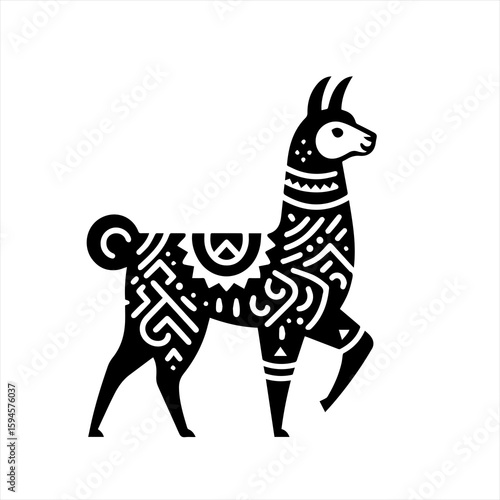 Llama with tribal patterns