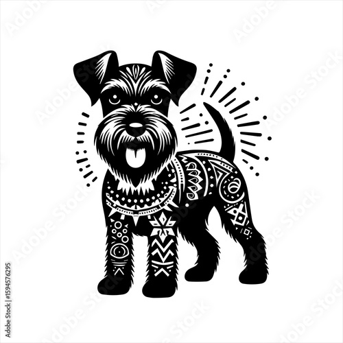 Ornate schnauzer dog illustration