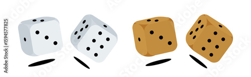 dice golden metallic isolated on transparent background,vector casino gambling game dices design element