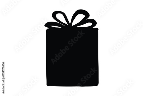 Present gift silhouette vector, Surprise gift box icon flat style. Vector illustration
