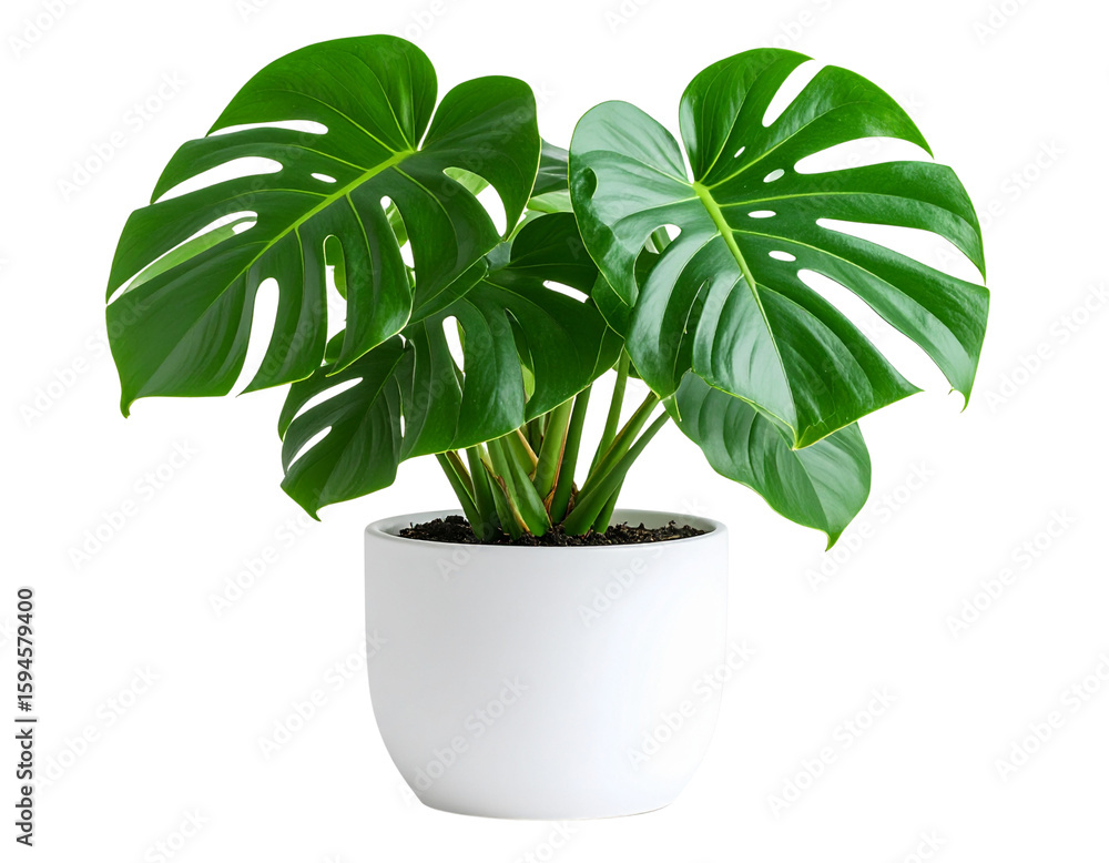Fototapeta premium Indoor Potted Plant in Ceramic Pot, Side View PNG