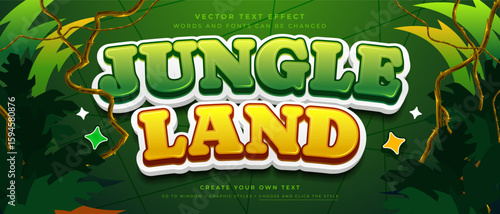 Green and yellow 3D Jungle text effect with vines