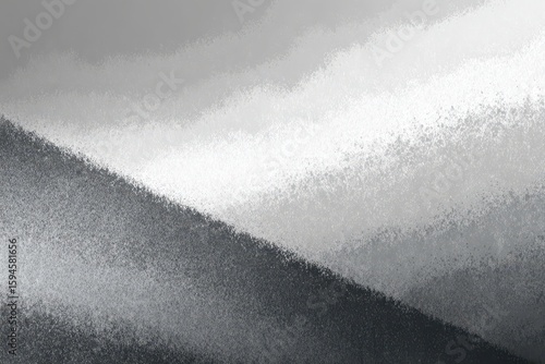 Abstract grayscale gradient with grainy texture and diagonal division. Use as modern backdrop for quotes, text overlays, or presentations.