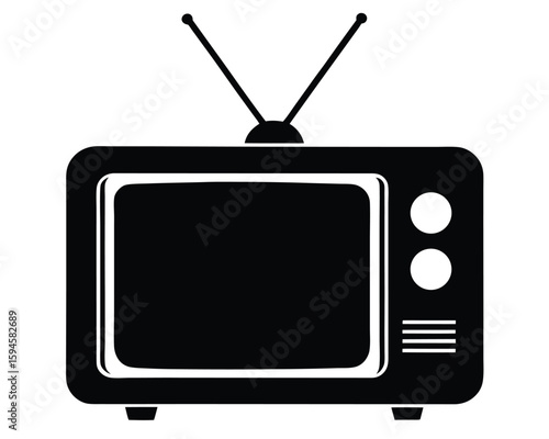 A retro television with antenna is isolated on white background Ai Generated