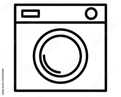 A front load washing machine isolated on white background is shown Ai Generated