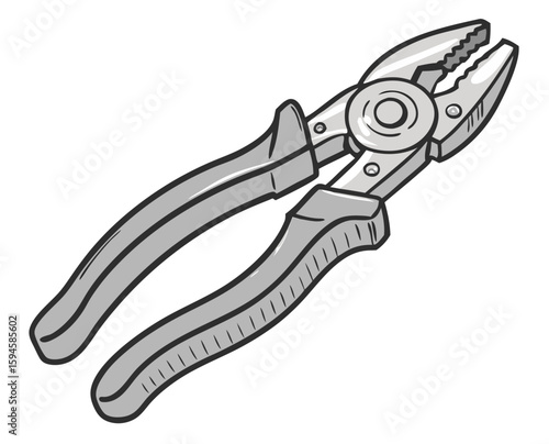 Pliers with rubber grips for gripping and cutting tools  on a transparent background