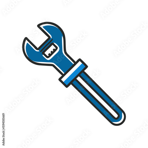 Adjustable wrench in blue color  