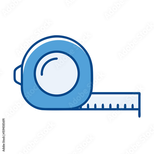 Blue tape measure with extended measuring tape for precise measurements  