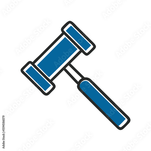 Gavel icon in blue color for legal and judicial context  