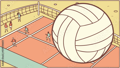 Volleyball Game with a Giant Ball.