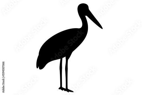 Stork Bird Silhouette Vector, Crane Silhouette