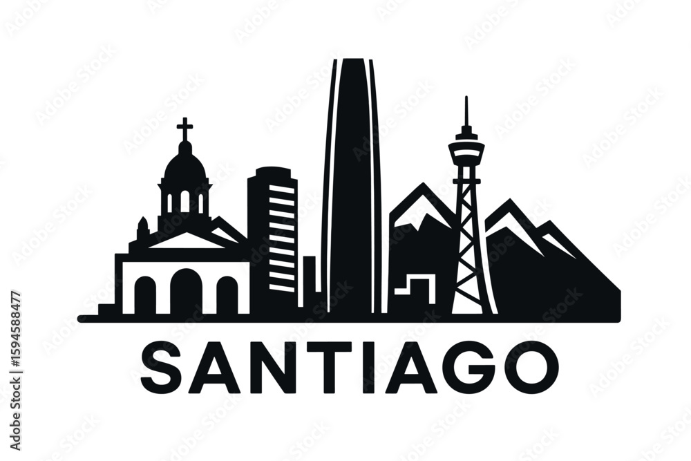 Obraz premium Santiago skyline with iconic buildings and landmar