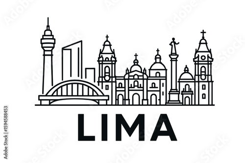 Lima skyline with iconic buildings and landmarks
