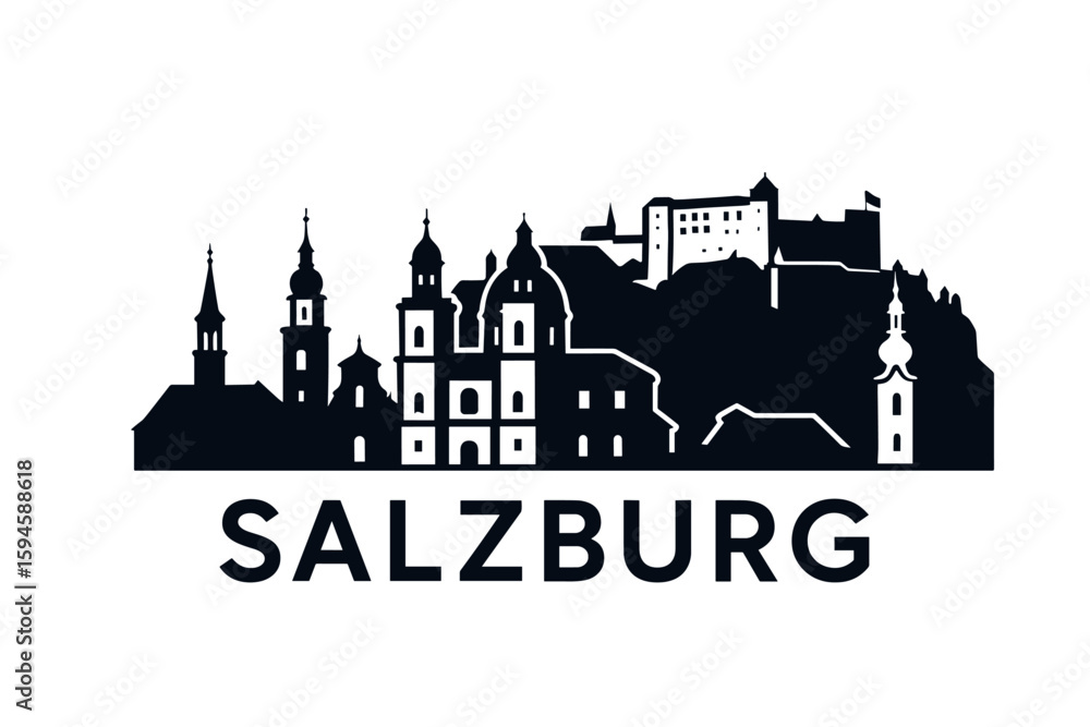 Obraz premium City skyline with iconic buildings and landmarks of Salzburg