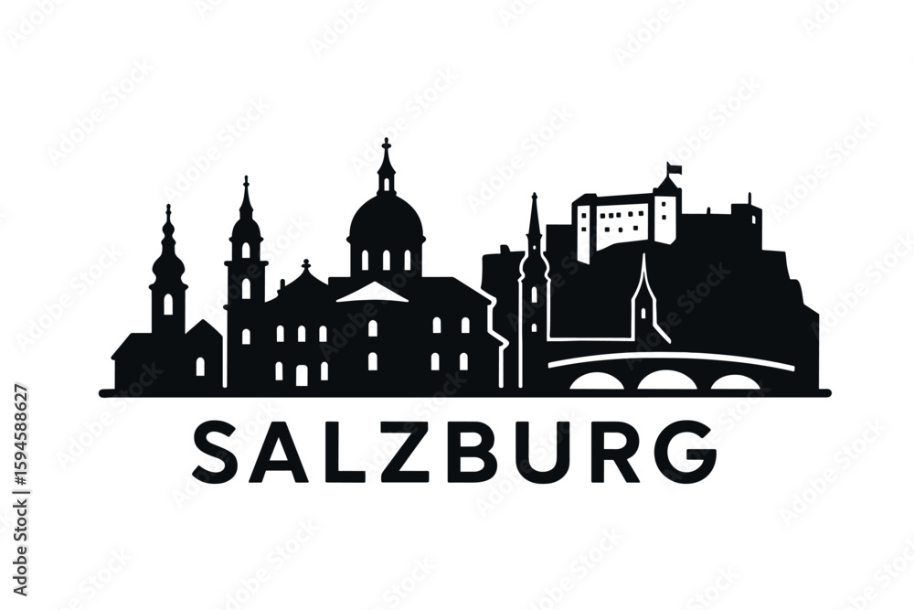 Obraz premium City skyline with iconic buildings and landmarks of Salzburg