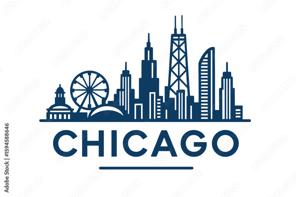 Fototapeta premium City skyline with iconic buildings and landmarks of Chicago
