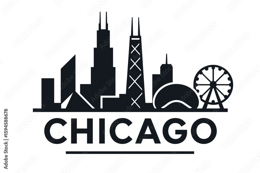 Fototapeta premium City skyline with iconic buildings and landmarks of Chicago