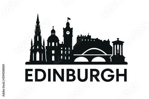 City skyline with iconic buildings and landmarks of Edinburgh