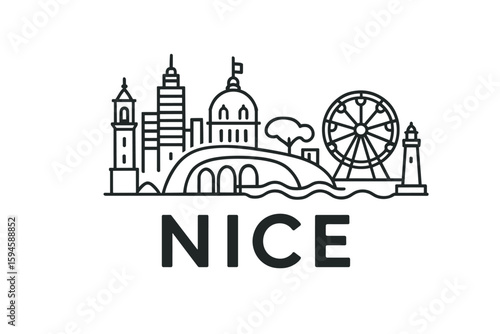 City skyline with iconic buildings and landmarks of Nice