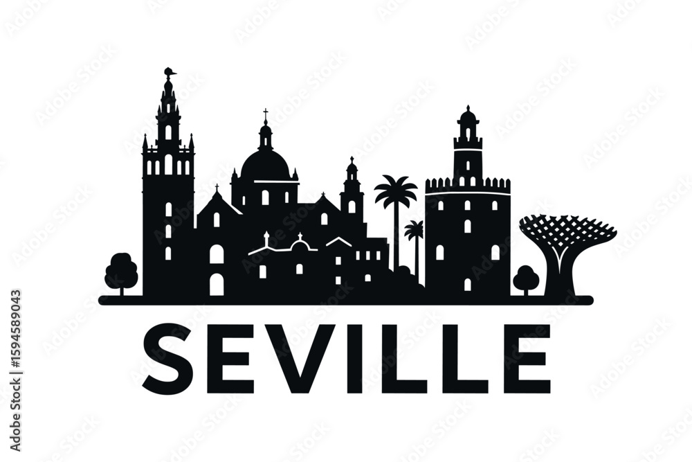 Fototapeta premium City skyline with iconic buildings and landmarks of Seville