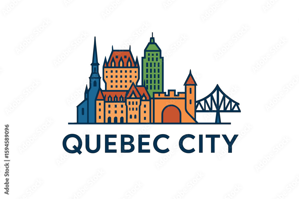 Obraz premium City skyline with iconic buildings and landmarks of Quebec City
