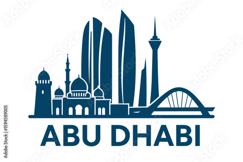 City skyline with iconic buildings and landmarks of Abu Dhabi