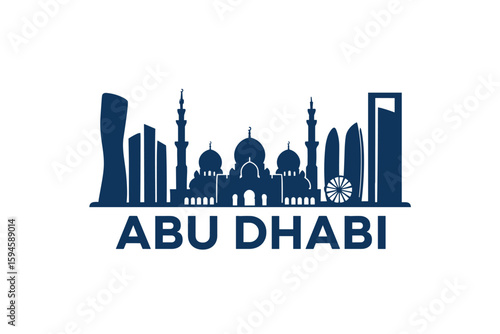 City skyline with iconic buildings and landmarks of Abu Dhabi