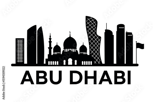 City skyline with iconic buildings and landmarks of Abu Dhabi