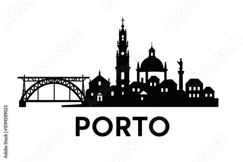 City skyline with iconic buildings and landmarks of Porto